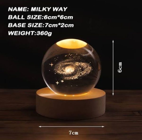 3d Galaxy Space Crystal Ball Night Light With Stand - NQ MART