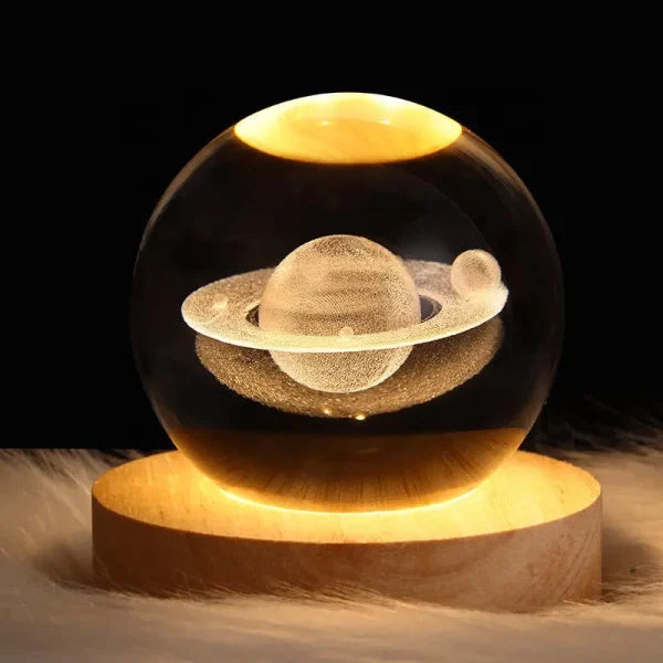 3d Galaxy Space Crystal Ball Night Light With Stand - NQ MART