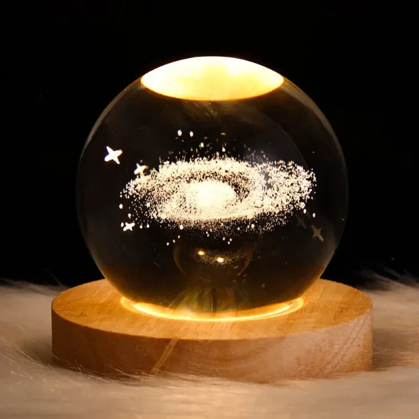 3d Galaxy Space Crystal Ball Night Light With Stand - NQ MART