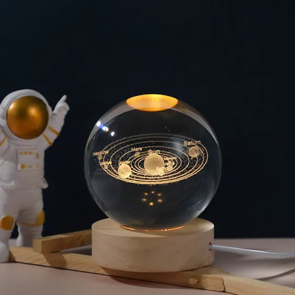 3d Galaxy Space Crystal Ball Night Light With Stand - NQ MART