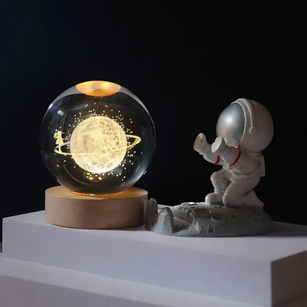 3d Galaxy Space Crystal Ball Night Light With Stand - NQ MART