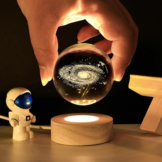 3d Galaxy Space Crystal Ball Night Light With Stand - NQ MART