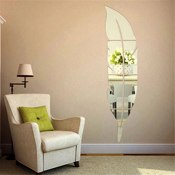 3d Acrylic Wall Leaf Mirror Reflection Room Decor - NQ MART