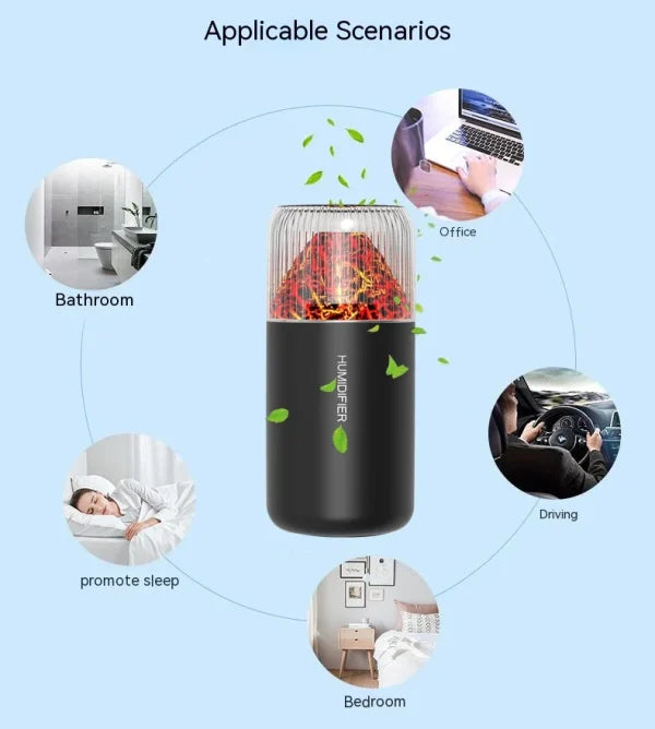 Volcano Usb Mini Air Humidifier Car Mist Spray Maker Aroma Essential Oil Diffuser Purifier Colorful Night Live - NQ MART